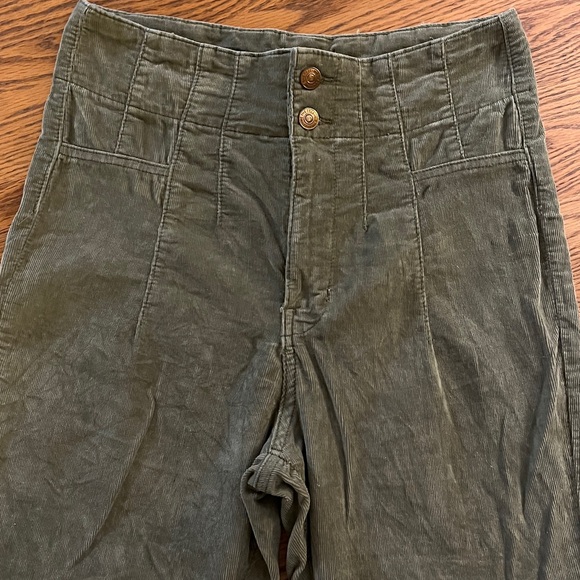 Green Free People corduroy flare pants - Picture 2 of 8